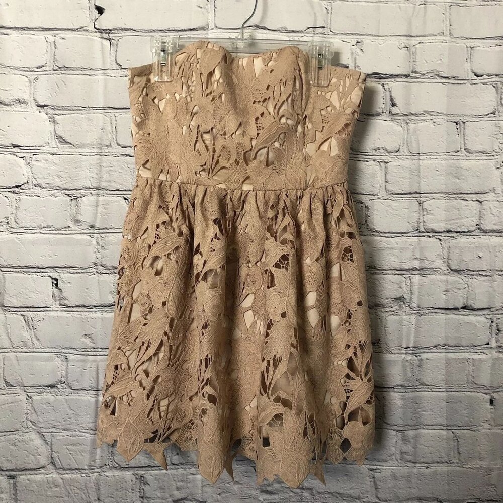 Michael Costello x Revolve Dress Pink Lace Strapless Mini